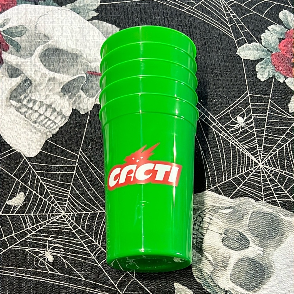 (5) BRAND NEW UNUSED TRAVIS SCOTT GREEN “CACTI” ASTROWORLD TOUR MERCHANDISE CUPS